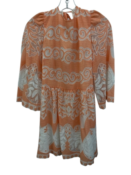 Borgo De Nor Size 8 Orange Cotton Blend Tie Neck Lace Detail Open Back Dress Orange / 8
