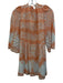 Borgo De Nor Size 8 Orange Cotton Blend Tie Neck Lace Detail Open Back Dress Orange / 8