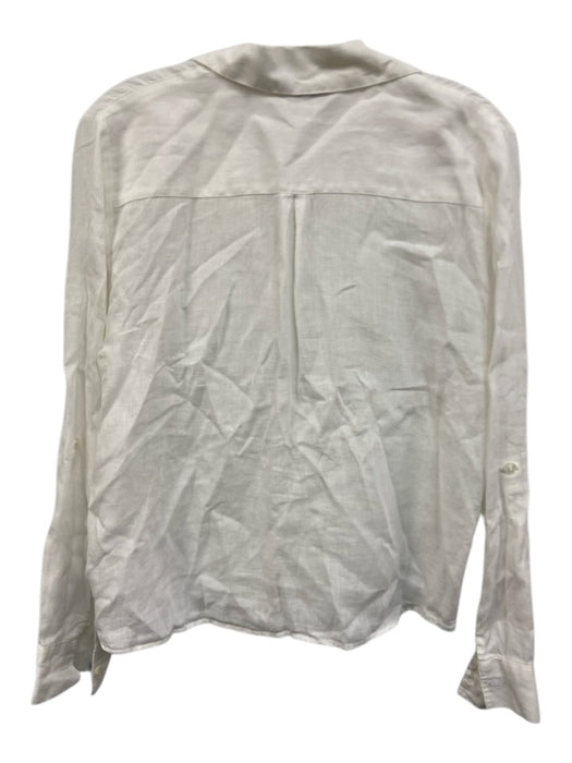 Saks Fifth Ave Size S White Linen Button Front Long Sleeve Top White / S