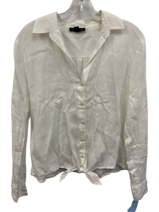 Saks Fifth Ave Size S White Linen Button Front Long Sleeve Top White / S