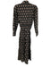 Marea Size XS Black Cotton Button Front Printed Long Sleeve Collared Dress Black / XS