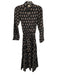 Marea Size XS Black Cotton Button Front Printed Long Sleeve Collared Dress Black / XS