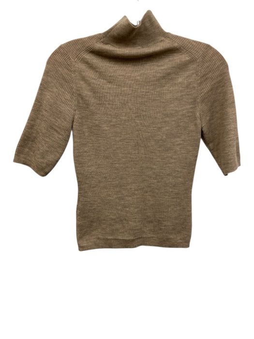 Veronica Beard Size S Grey Wool Ribbed Mock Neck Long Sleeve Heathered Top Grey / S