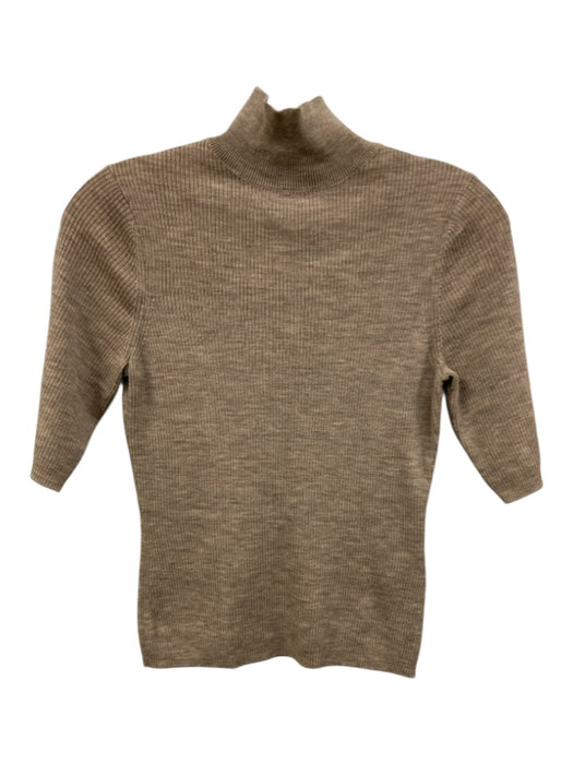 Veronica Beard Size S Grey Wool Ribbed Mock Neck Long Sleeve Heathered Top Grey / S