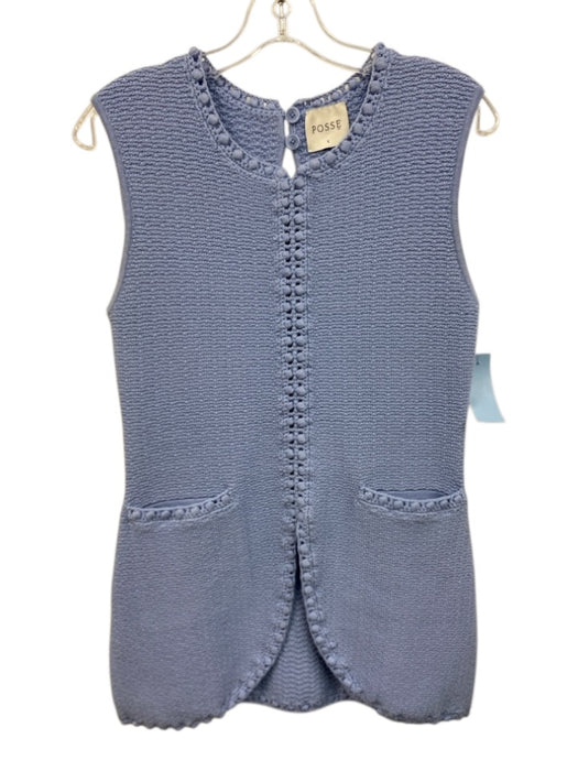 Posse Size S Blue Viscose Blend Sleeveless Knit Keyhole Back Dress Blue / S