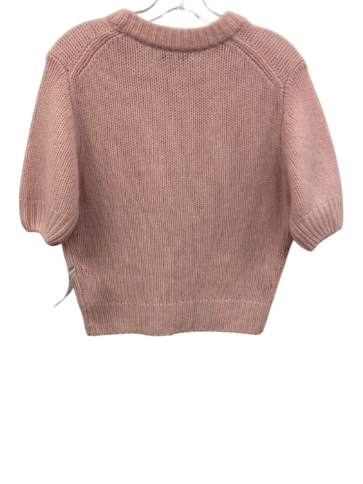 White + Warren Size S Pink Cashmere Crew Neck Short Sleeve Knit Sweater Pink / S