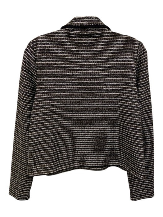 ME+EM Size 4 Black & White Poly Blend Striped Tweed Metallic Thread Sweater Black & White / 4