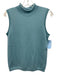 Veronica Beard Size S Blue Cashmere Rolled Edge Ribbed Detail Sleevel Print Top Blue / S