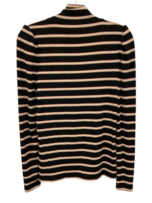 Veronica Beard Jeans Size S Black & Multi Rayon Blend Striped Turtleneck Top Black & Multi / S