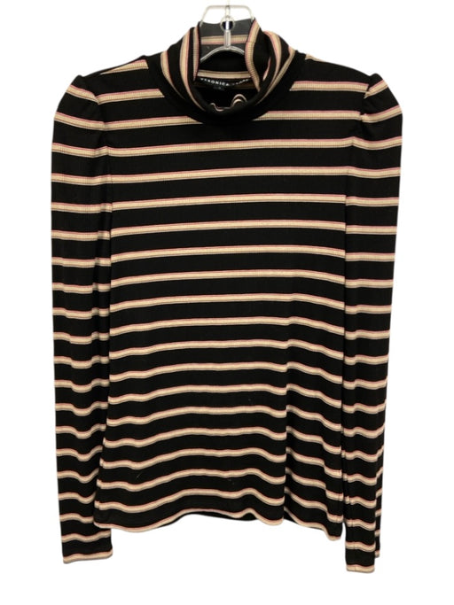 Veronica Beard Jeans Size S Black & Multi Rayon Blend Striped Turtleneck Top Black & Multi / S