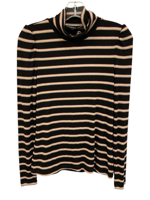 Veronica Beard Jeans Size S Black & Multi Rayon Blend Striped Turtleneck Top Black & Multi / S