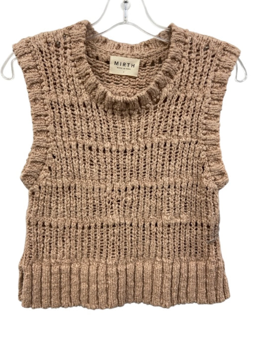 Mirth Size S Muted Pink Cotton Sleeveless Open Knit Ribbed Vest Muted Pink / S