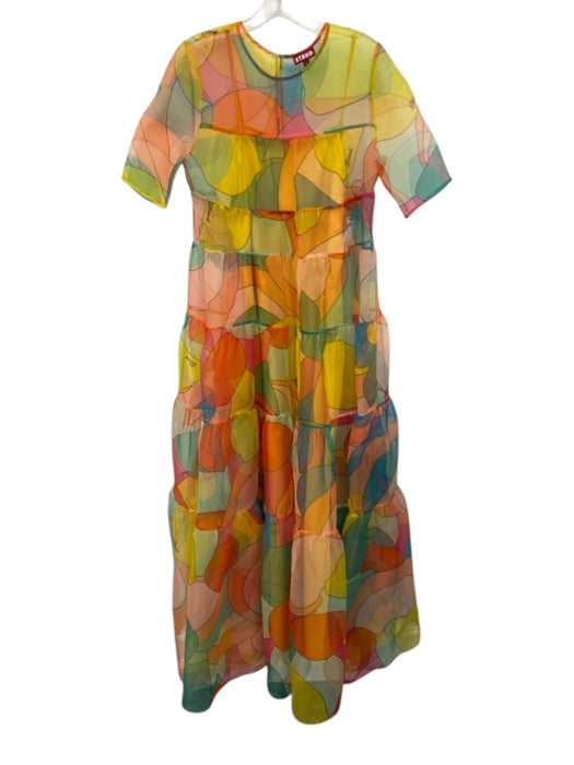 Staud Size S Multi Polyester Slip Included Printed Short Sleeve Maxi Dress Multi / S