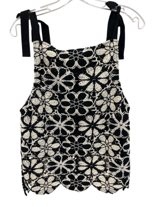 Saint Art Size S Black & White Polyester crotchet Tie Shoulder Sleeveless Top Black & White / S