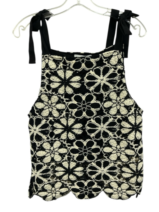 Saint Art Size S Black & White Polyester crotchet Tie Shoulder Sleeveless Top Black & White / S