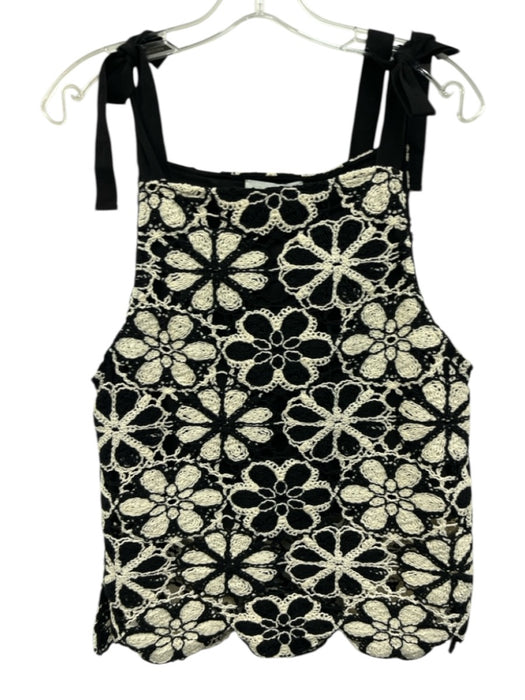Saint Art Size S Black & White Polyester crotchet Tie Shoulder Sleeveless Top Black & White / S