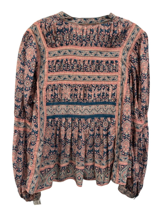 Sea New York Size S Pink & Multi Cotton V Neck Long Sleeve Printed Top Pink & Multi / S