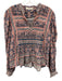 Sea New York Size S Pink & Multi Cotton V Neck Long Sleeve Printed Top Pink & Multi / S