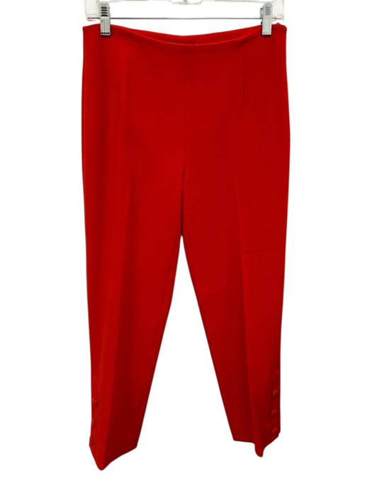 Lela Rose Size 4 Red Nylon Blend Zip & Button Trouser Pants Red / 4