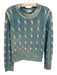 Kinross Size M Blue & White Cashmere Cable Knit Long Sleeve Wide Neck Sweater Blue & White / M