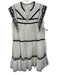 Zara Size S White & Black Cotton V Neck Sleeveless Embroidered Mini Dress White & Black / S