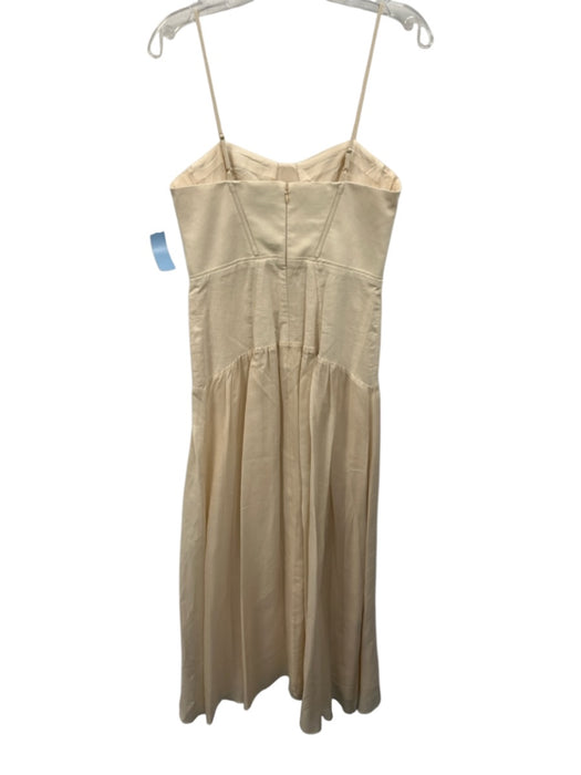Cami NYC Size 4 Cream Linen Blend Adjustable Strap Sweetheart Neckline Dress Cream / 4