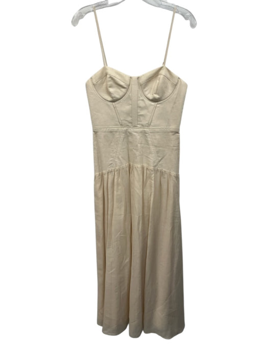 Cami NYC Size 4 Cream Linen Blend Adjustable Strap Sweetheart Neckline Dress Cream / 4