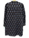 Pink City Prints Size S Navy Cotton V Neck Floral Print Tie Neck Dress Navy / S