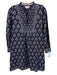 Pink City Prints Size S Navy Cotton V Neck Floral Print Tie Neck Dress Navy / S