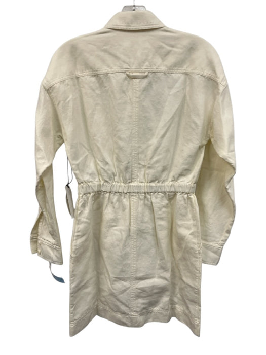 Apiece Apart Size XS Cream Cotton Blend Button Front Collared Long Sleeve Dress Cream / XS
