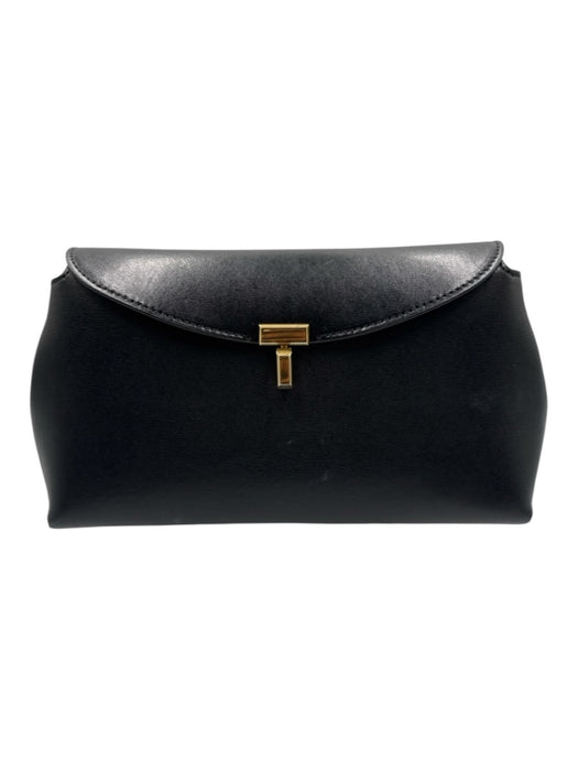 Toteme Black Leather Twist Clasp Textured Studs Crossbody Strap Bag Black