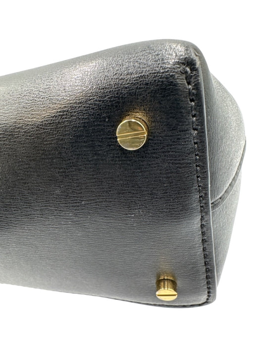 Toteme Black Leather Twist Clasp Textured Studs Crossbody Strap Bag Black