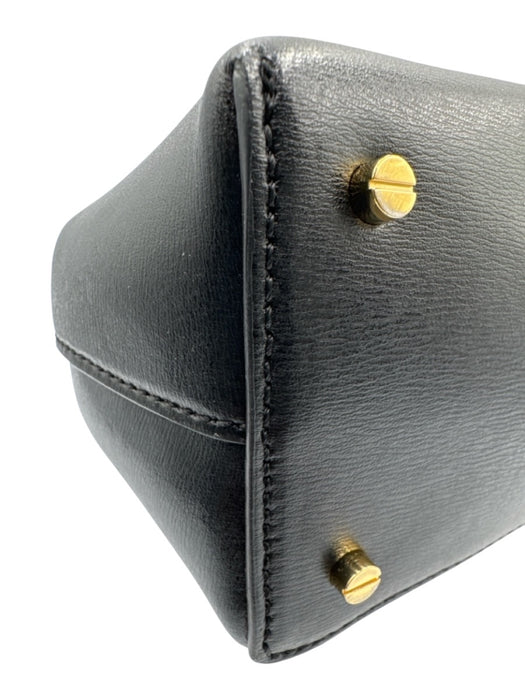 Toteme Black Leather Twist Clasp Textured Studs Crossbody Strap Bag Black