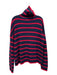 La Ligne Size S Red & Navy Print Wool Horizontal Stripes Turtle Neck Sweater Red & Navy Print / S