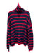 La Ligne Size S Red & Navy Print Wool Horizontal Stripes Turtle Neck Sweater Red & Navy Print / S