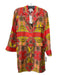 Cara Cara Size XS Orange Print Viscose & Silk Long Sleeve Floral Tunic Dress Orange Print / XS