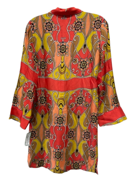 Cara Cara Size XS Orange Print Viscose & Silk Long Sleeve Floral Tunic Dress Orange Print / XS