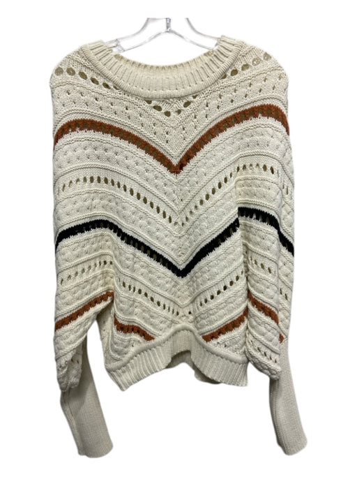 Joe's Size S Cream, Brown, Black Cotton Crew Neck batwing Chevron Sweater Cream, Brown, Black / S