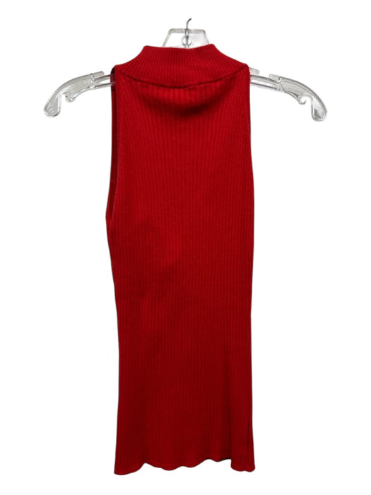 Cotton by Autumn Cashmere Size S Red Cotton Ribbed Knit Sleeveless high neck Top Red / S