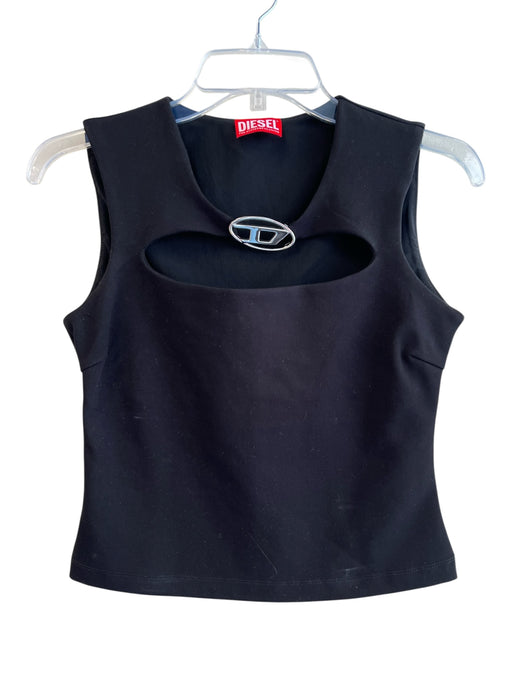 Diesel Size Est Small Black Nylon Blend Sleeveless Silver Hardware Top Black / Est Small