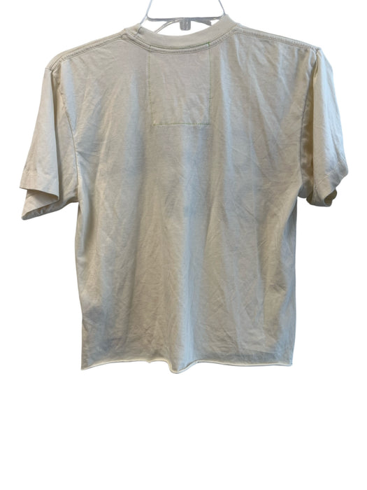 Aviator Nation Size Small Yellow Beige Cotton Blend Short Sleeve Crew Neck Top Yellow Beige / Small