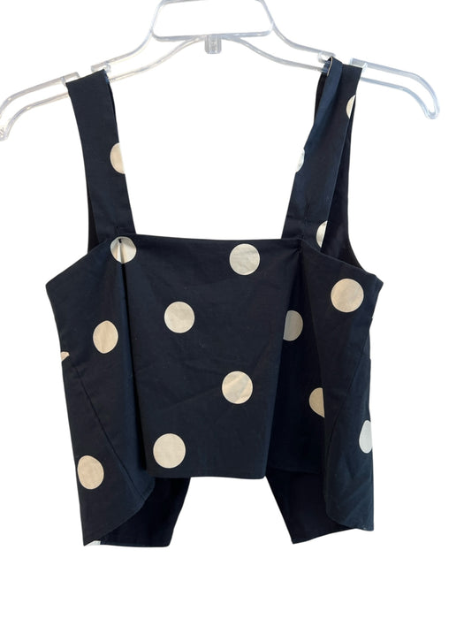 Reformation Size 0 Black & White Cotton Polka Dots Sleeveless Hook & Eye Top Black & White / 0