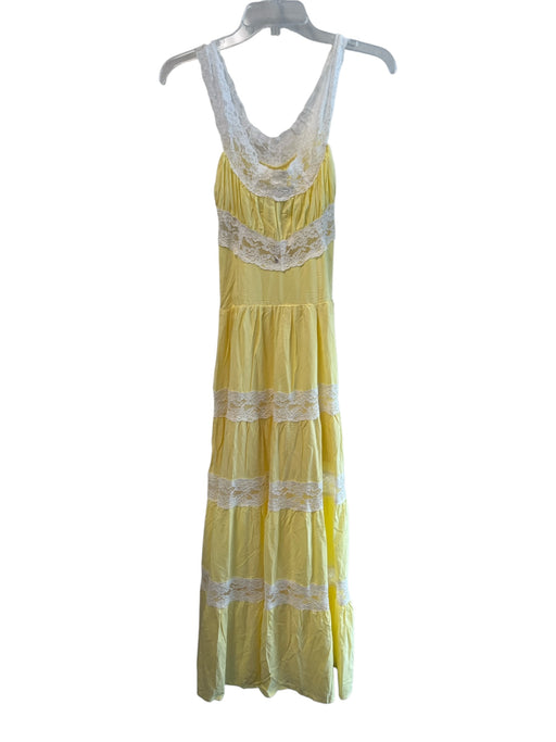 Frankies Bikinis Size XS Yellow & White Rayon Side Zippers Lace Detail Dress Yellow & White / XS