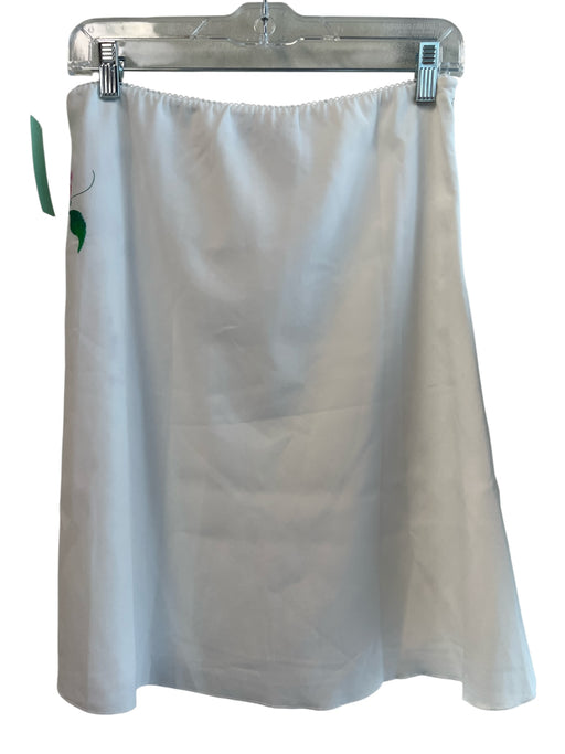 Quizio Size XS White Polyester Side Zip Embroidered Flowers Lined Skirt White / XS