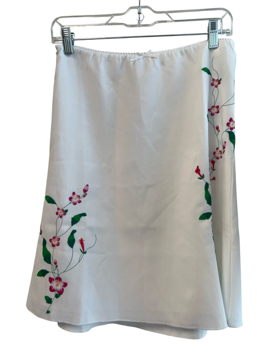 Quizio Size XS White Polyester Side Zip Embroidered Flowers Lined Skirt White / XS