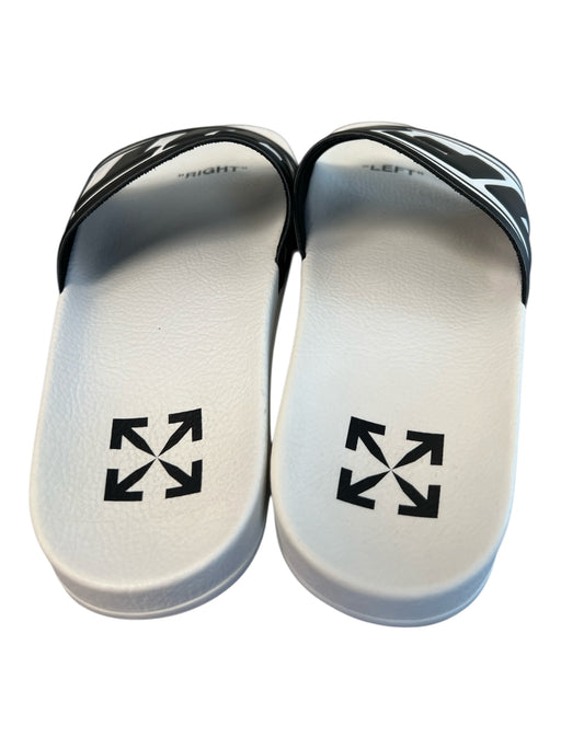 Off White Shoe Size 37 White & Black Rubber Slide Wide Strap Flat Shoes White & Black / 37