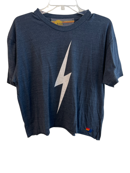 Aviator Nation Size XL Gray Cotton Blend Jersey Lightning Bolt rolled hem Top Gray / XL