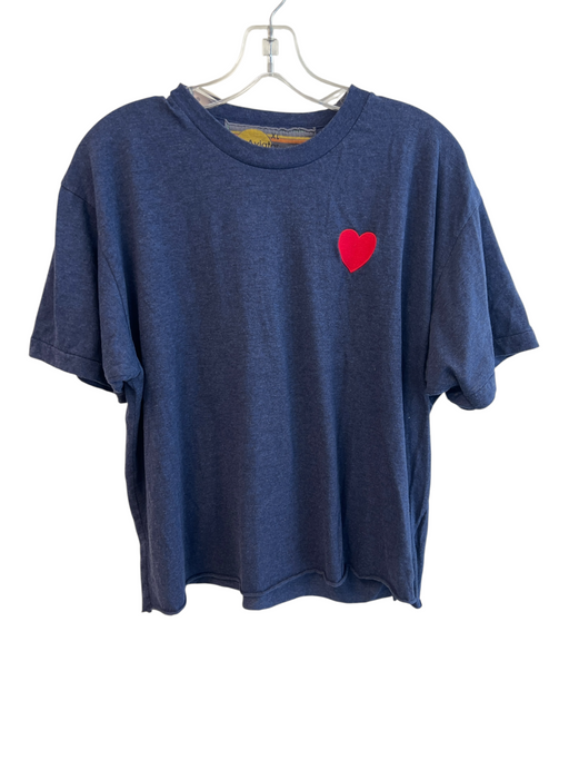 Aviator Nation Size XL Navy Cotton Blend Heathered heart patch rolled hem Top Navy / XL