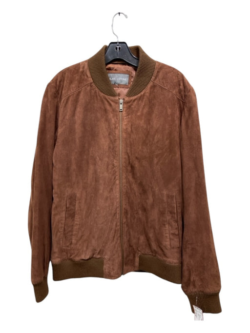 Slate & Stone Size Est M Brown Suede Solid Bomber Men's Jacket Est M