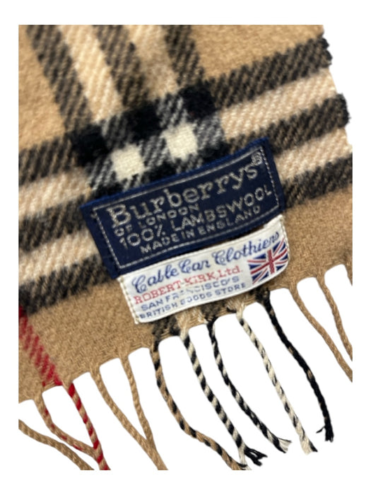 Burberry Brown, Red, & Black Lambswool Fringe scarf Brown, Red, & Black / One Size